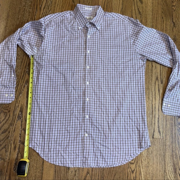 Peter Millar Dress Shirt Men Large Purple Check Relaxed Long Sleeve Button‎ Down - Picture 7 of 11